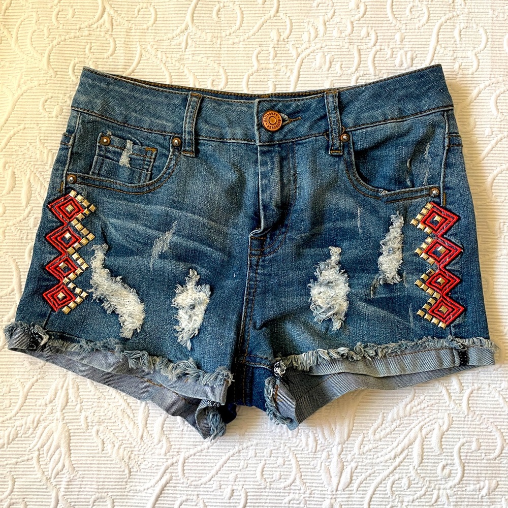 High Waist Distressed Denim Shorts
